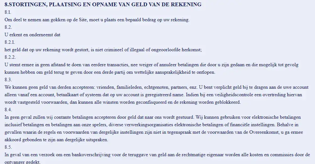Voorbeeld van de Vulkan Vegas opnameomgeving